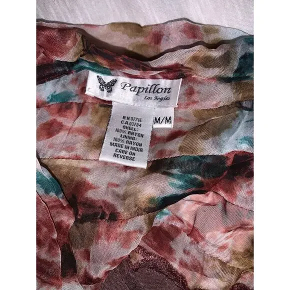 Papillon Y2K Purple Floral Mesh Halter Smock Dress Chiffon Ruffle Size Medium - Picture 6 of 8